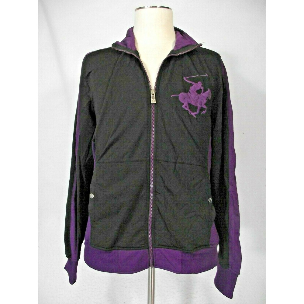 Beverly Hills Polo Club track jacket adult Men's 3XL XXXL black purple full zip